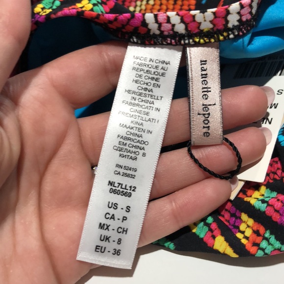 NWT Nanette Lepore multi color onepiece swimsuit S - Picture 12 of 13